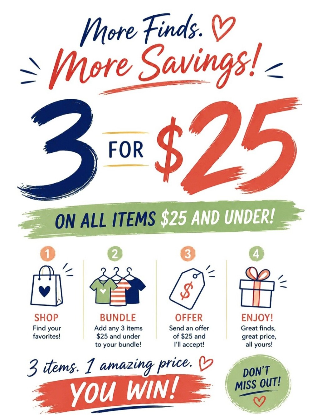 3 For $25 Deal! Happy Shopping!